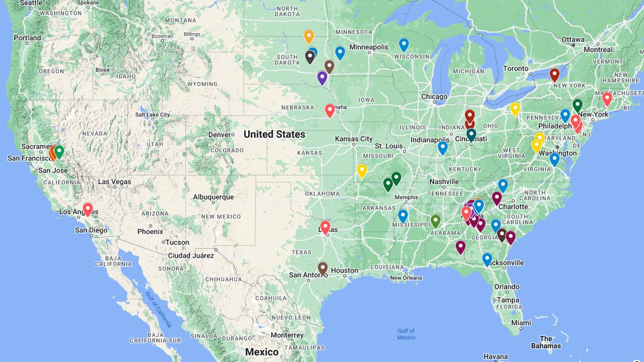 Kennedy Access Group service coverage map across 14 US states
