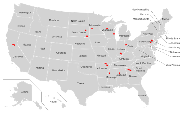 Kennedy Access Group client network across 14 U.S. states